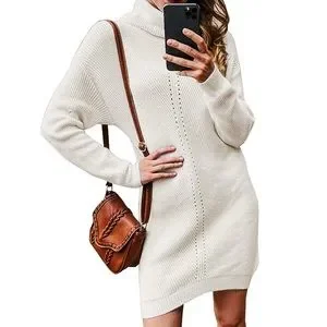 Nordstrom Dresses Cream Turtleneck Sweater Dress Long Sleeve